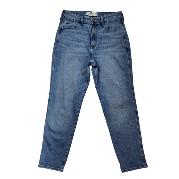 Hollister Curvy High Rise Mom Jeans‎ Cropped Stretch Medium Wash 28x26 Measured - Picture 1 of 12